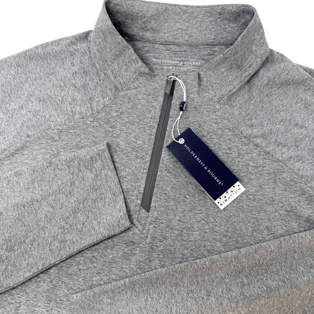 Holderness & Bourne Darrow Pullover Mens XL Heathered Charcoal 1/4 Zip Golf NEW